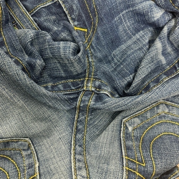 True Religion Signature Boot 26 Medium Dark Denim Distressed Pocket Vintage Y2K - Picture 7 of 13